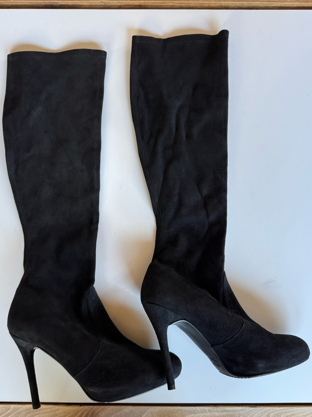 Stuart Weitzman Black Suede High Heel Knee-High Stiletto Boots